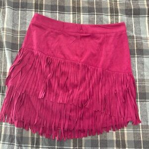Faux suede “Barbie” fring skirt